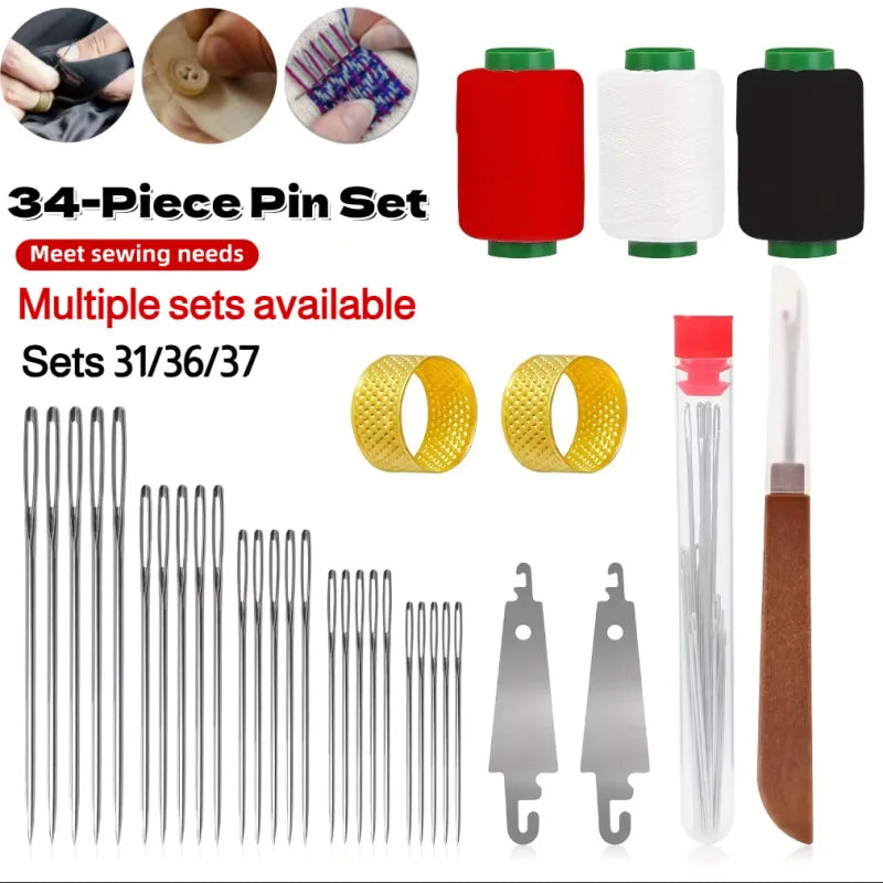 Complete Hand Sewing Tool Kit with Large-Eye Needles
