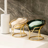 Leaf-Shape Self-Draining Soap Dish with Metal Bracket