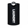 Black extra-large foldable laundry basket with padded handles.