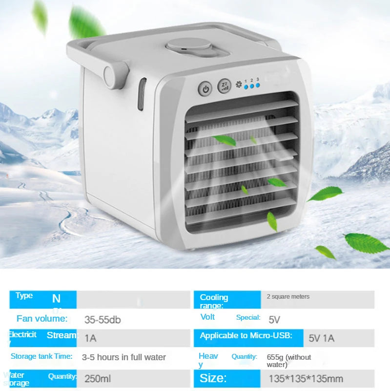 Enfriador de Aire y Humidificador USB Portátil para Escritorio