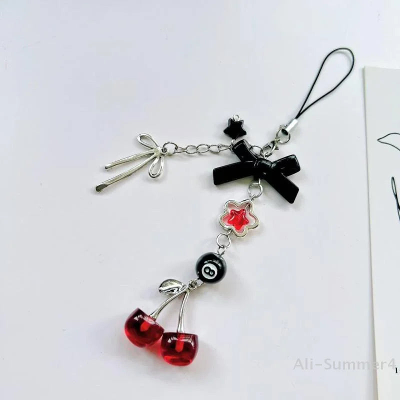 Red Cherry Bow Phone Chain & Keychain