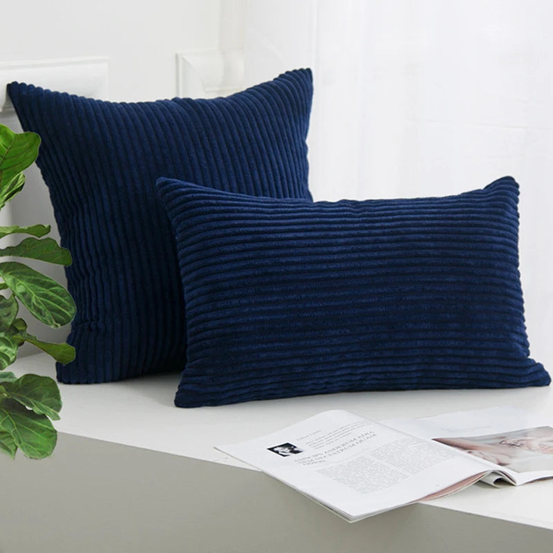 Soft Corduroy Striped Throw Pillow Cover