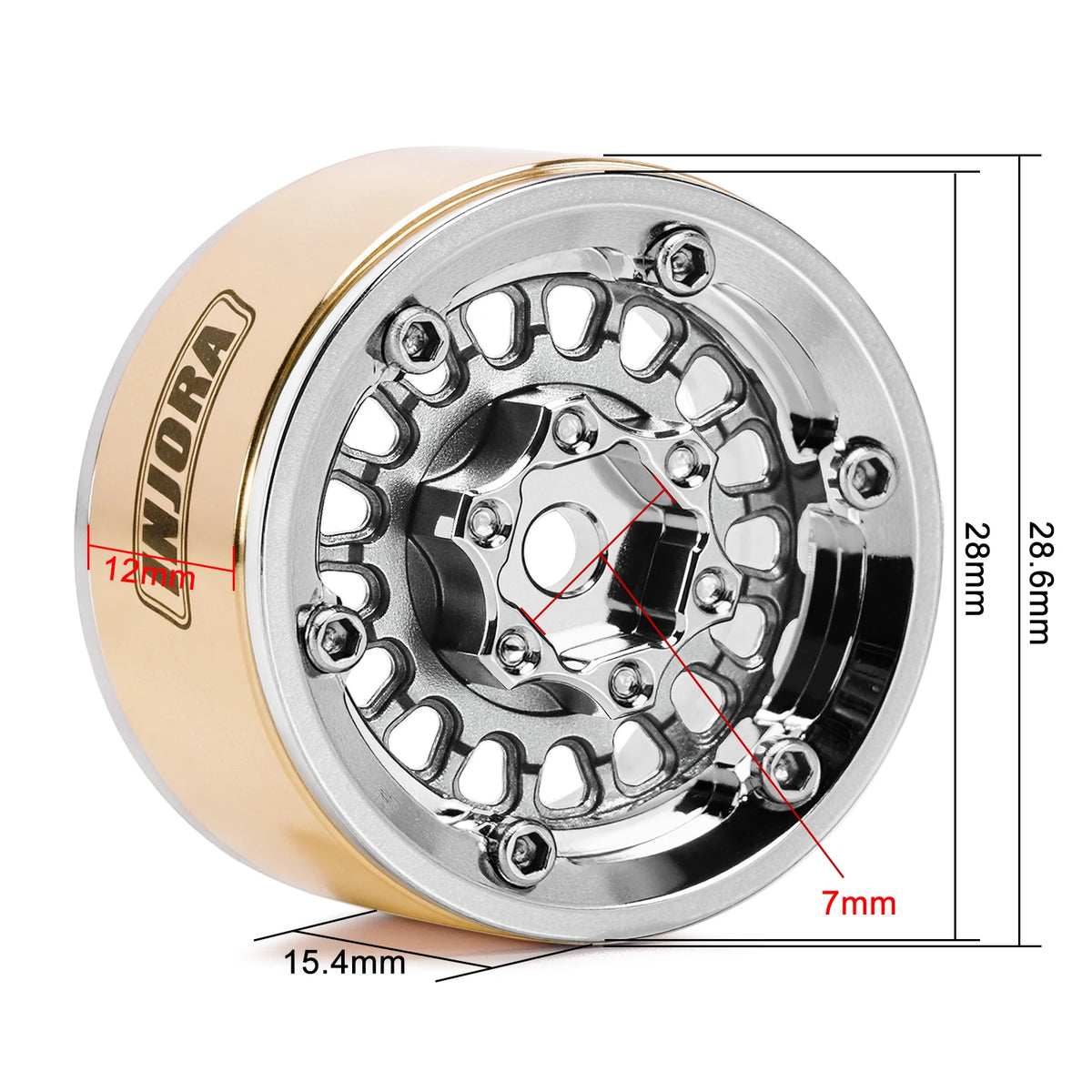 INJORA 1.0" Modular Beadlock Wheels for 1/18 1/24 RC Crawlers - Brass & Aluminum