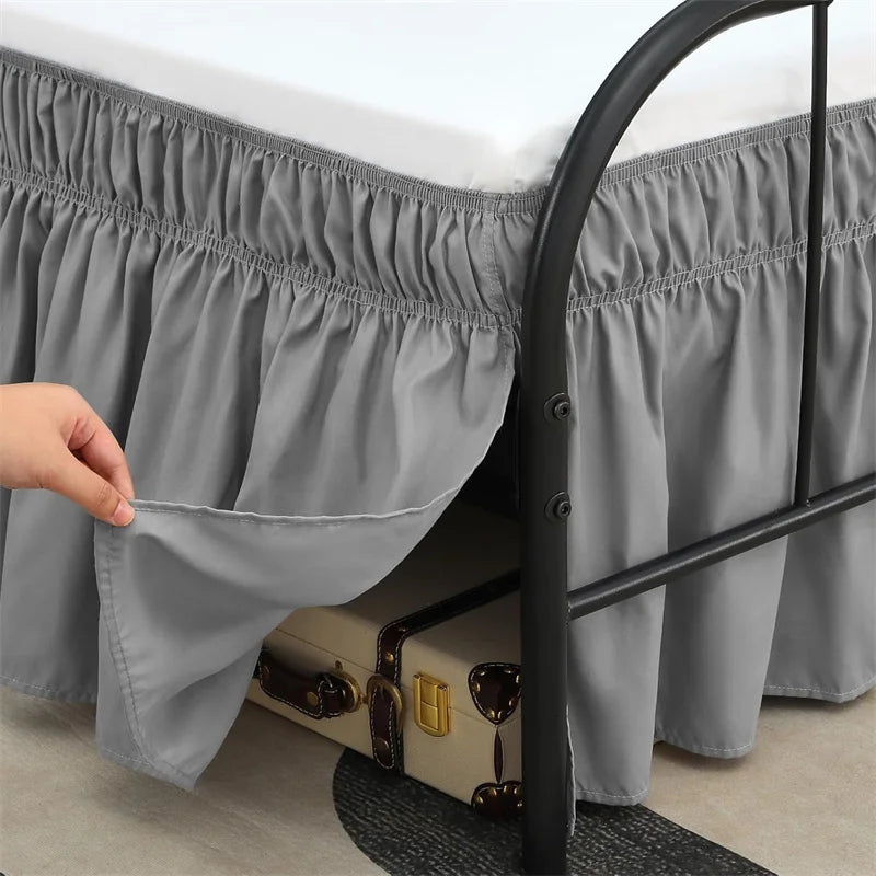 Ruffled Bed Skirt with Split Corners and Elastic Wrap