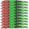 A set of ten green and red HCS reciprocating saw blades with 5mm/5TPI cutting teeth.