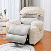Housse de canapé jacquard beige avec une couche extérieure crème et un revêtement gris clair.