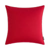 A square, vibrant red linen-textured cushion cover for an outdoor pillow.