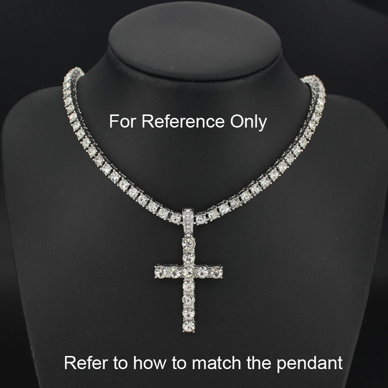 Iced-Out Cross Pendant Necklace with Tennis Chain