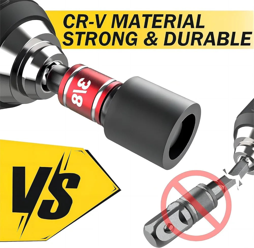 Flexible Right Angle Drill Bit Extension Set with Universal Socket Adapter