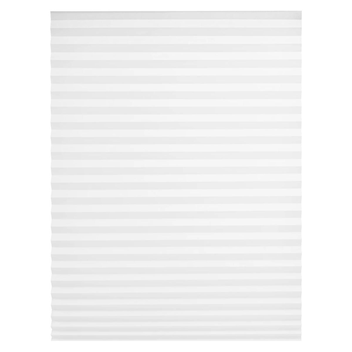 White pleated paper window blind with horizontal stripes.
