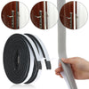 Rollo de cinta de sellado adhesiva de espuma resistente para clima, con acercamientos de manijas de puertas e instalación.