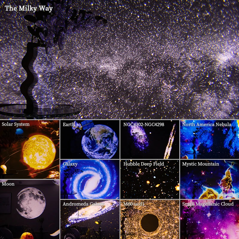 Galaxy Star Projector Night Light with 12 Film Slides