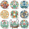 A collection of eight colorful ocean-themed diamond art coasters and a holder kit for DIY craft.