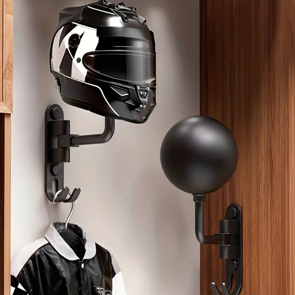 180° Rotatable Helmet Holder with Wall-Mounted Claw Hook