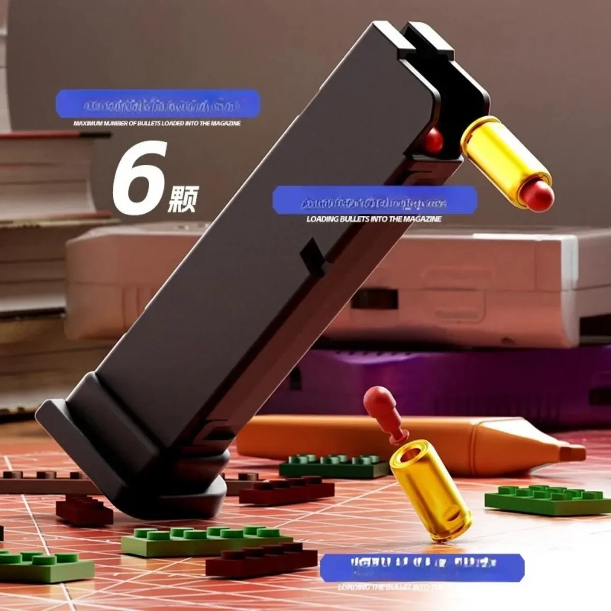 Continuous Fire Building Block Pistol with Ejecting Shells