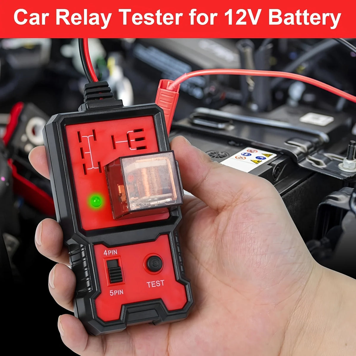 Universal Automotive Relay Tester with Battery Clamp