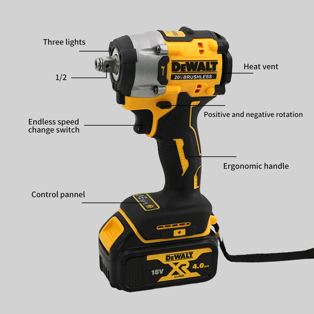 Brushless Cordless Impact Wrench with LED Light