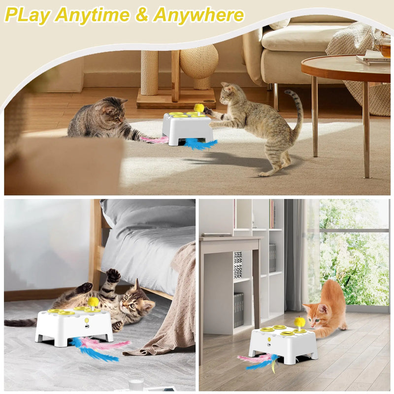 Smart Whack-a-Mole Cat Toy with Auto-Pause