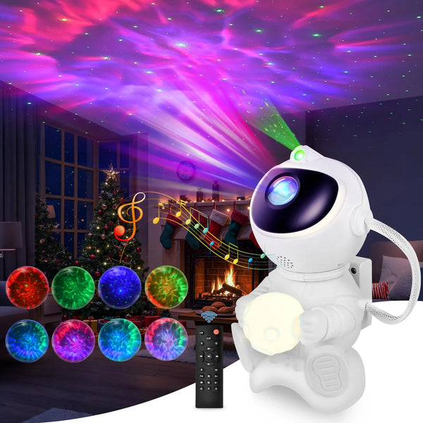 Proyector de Estrellas LED con Forma de Astronauta y Altavoz Bluetooth