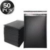 A stack of 50 black opaque bubble mailers with self-sealing adhesive.
