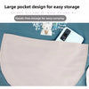 Light pink waterproof kitchen apron shown flat with a smartphone and a small stuffed animal.