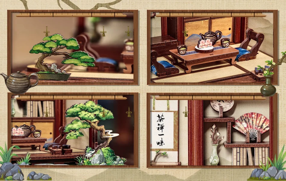 Book Nook DIY Wooden Miniature Kit with LED Lighting