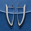 V-Shaped Sterling Silver Hoop Earrings with Zircon Accents