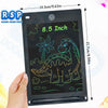 A black 8.5 inch LCD writing tablet for kids showing a dinosaur drawing outline on a dark screen.