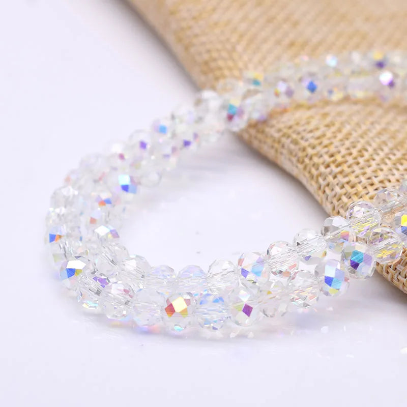 Pink AB Faceted Glass Crystal Rondelle Beads for Jewelry Making (8mm)