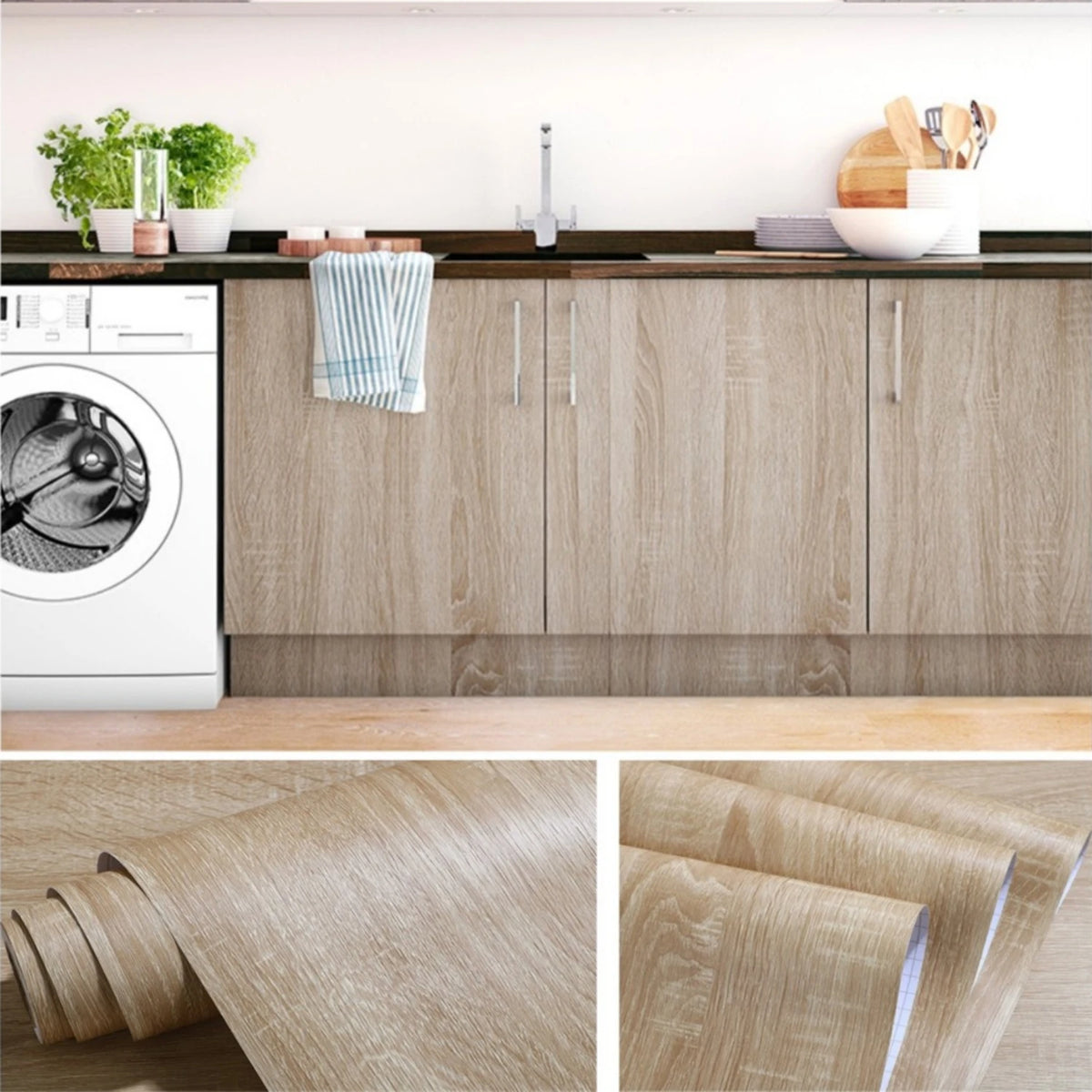 Rolls of self-adhesive wood grain vinyl wallpaper for furniture
