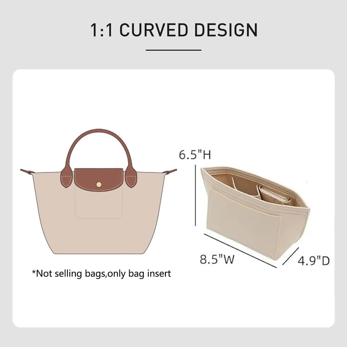 Felt Mini Bag Organizer with Handle for Small Handbags