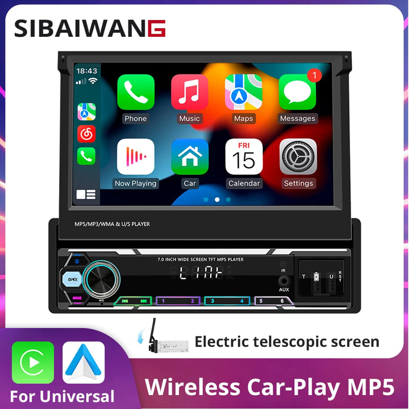 7-Inch Retractable Wireless CarPlay & Android Auto Head Unit