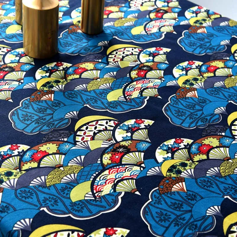 Bohemian Cotton Linen Fabric with Vintage Ethnic Print