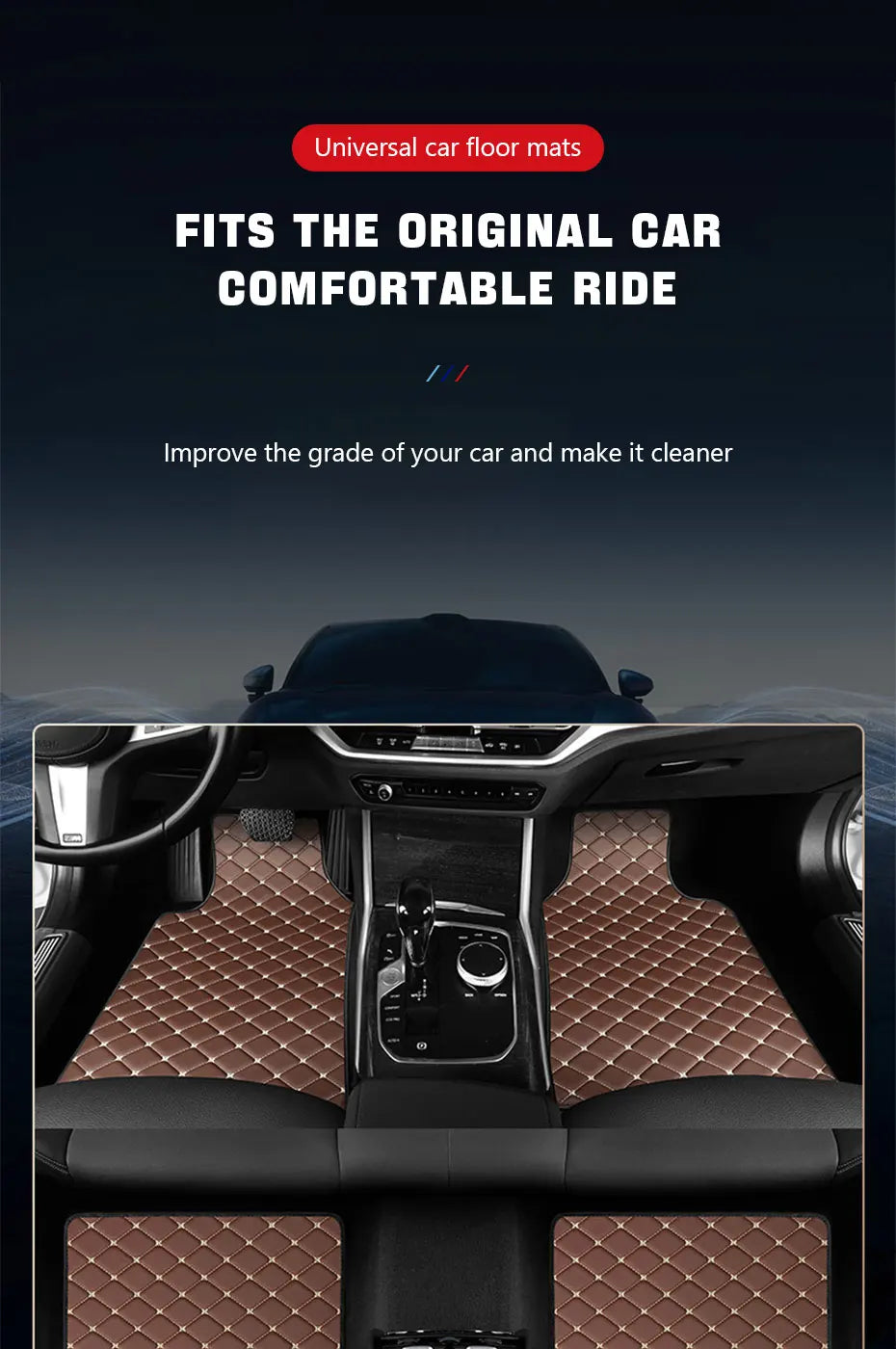 Universal All-Weather 4-Piece PU Leather Car Floor Mats
