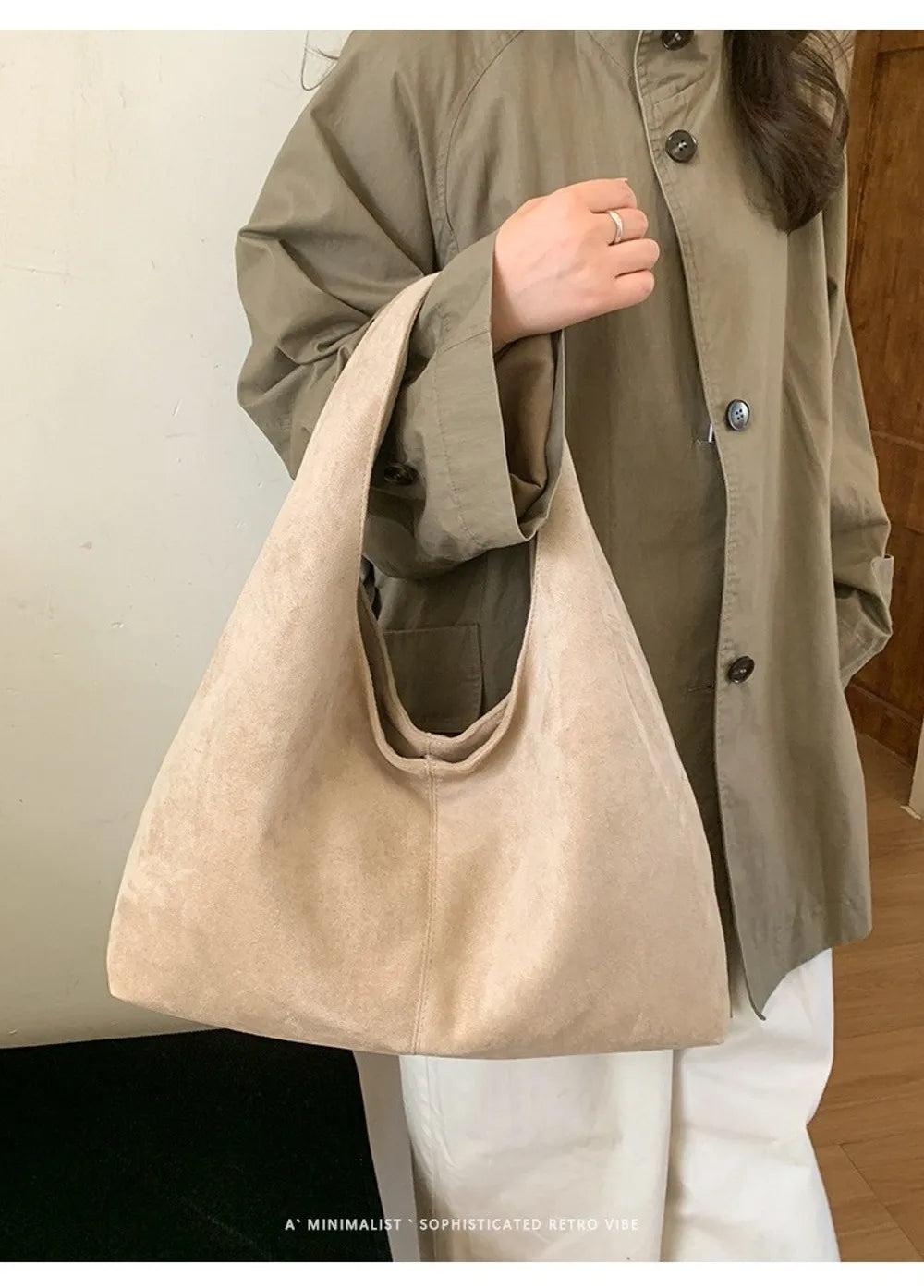 Retro Suede Shoulder Bag with Large Capacity