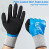 Black and blue winter work gloves coated with foam latex for super grip performance