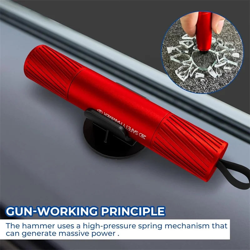 Compact Emergency Car Safety Hammer with Window Breaker & Seatbelt Cutter