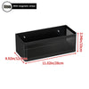 Black magnetic strip refrigerator storage rack with a perforated mesh design