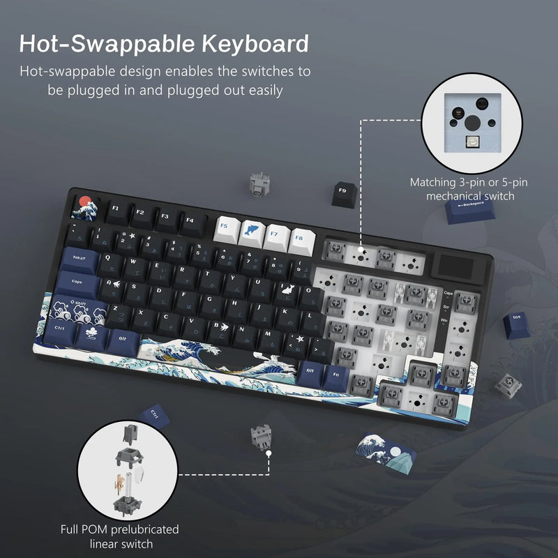Compact Mechanical Keyboard with OLED Display and Hot-Swappable Switches
