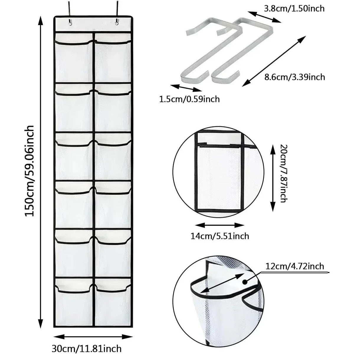 Over-the-Door Shoe Organizer with Mesh Pockets
