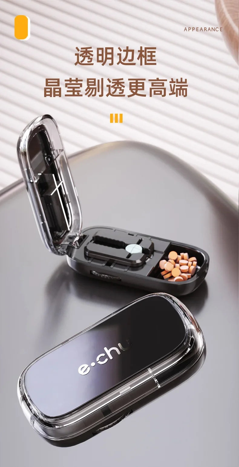 Portable Pill Cutter and Storage Box with Dustproof Lid