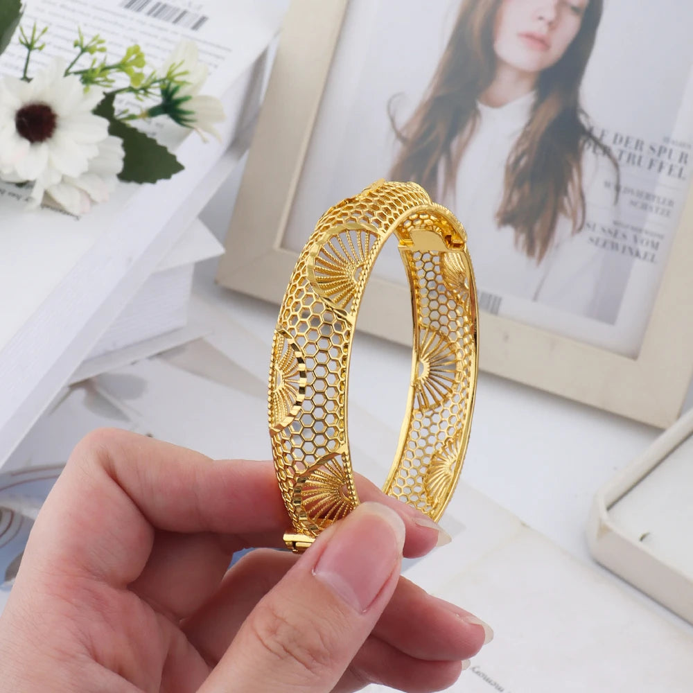 Gold Plated Hollow Bangles for Women