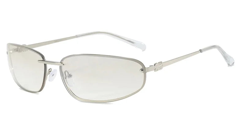 Oval Frameless Sunglasses with Gradient Lenses
