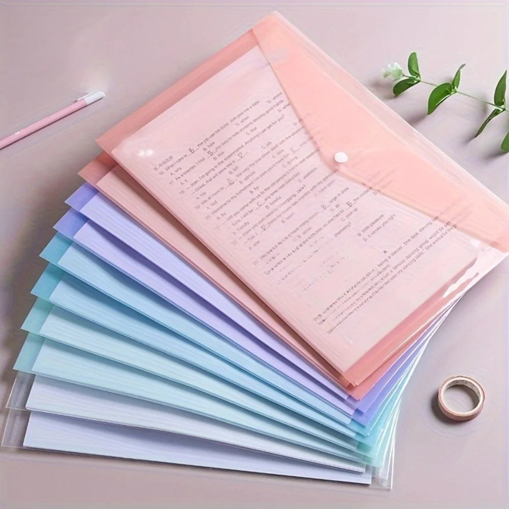 Clear A4 Plastic Document Organizer Folders (Set of 10)