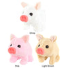 Three plush pig toys in white, pink, and light brown colors shown side by side.