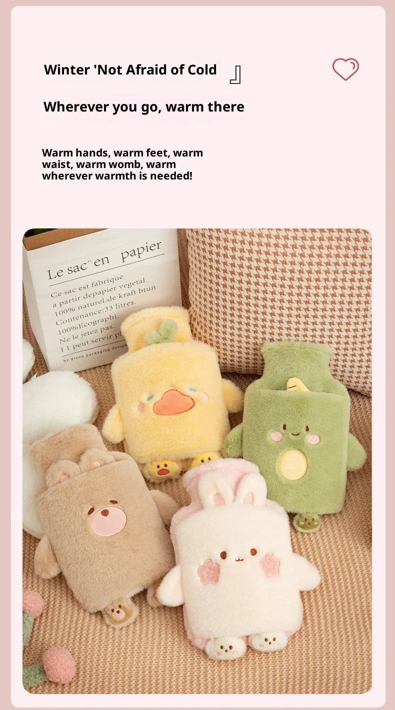 Adorable Plush Hot Water Bottle with Cozy Animal Cover