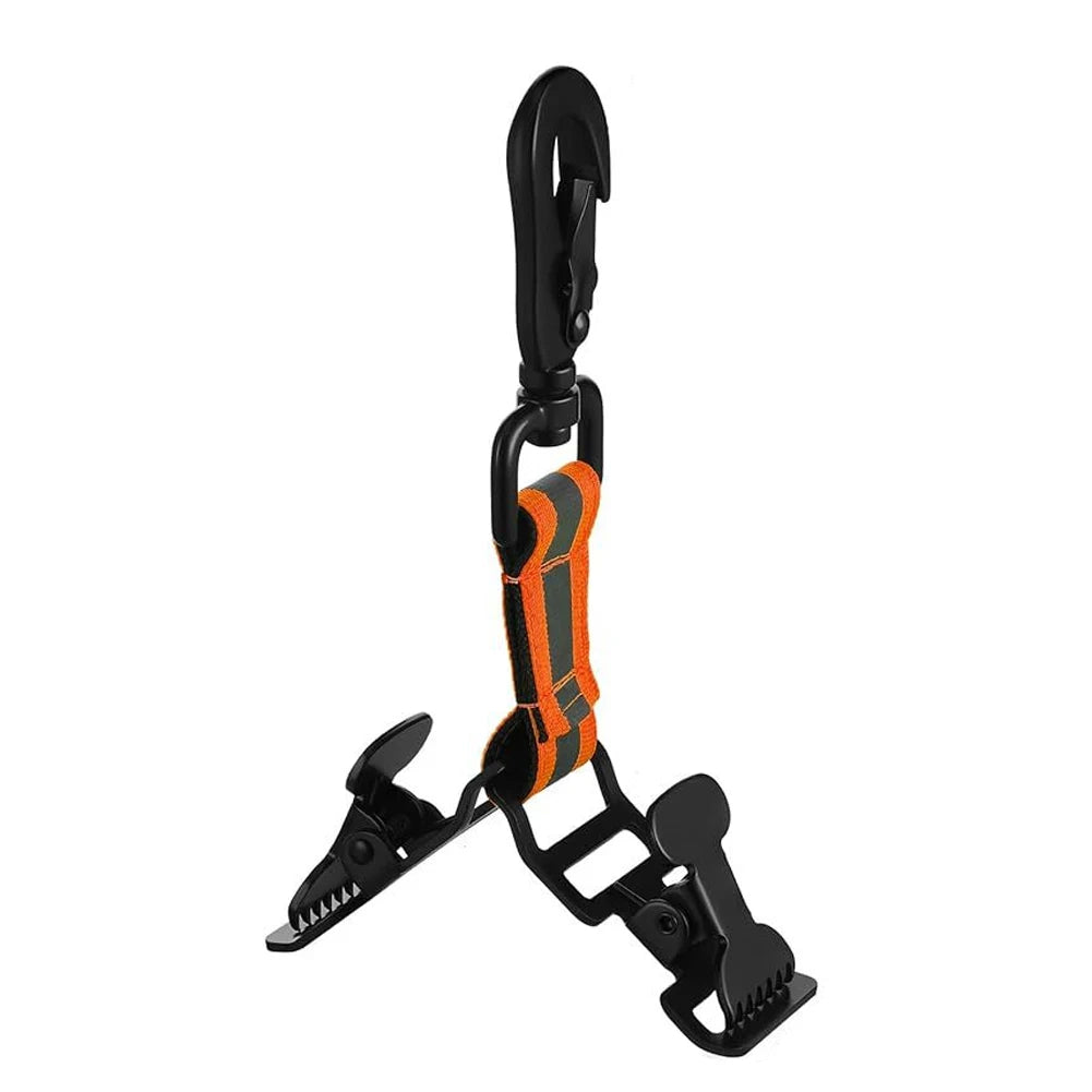 Black and orange versatile glove and item clips for hanging