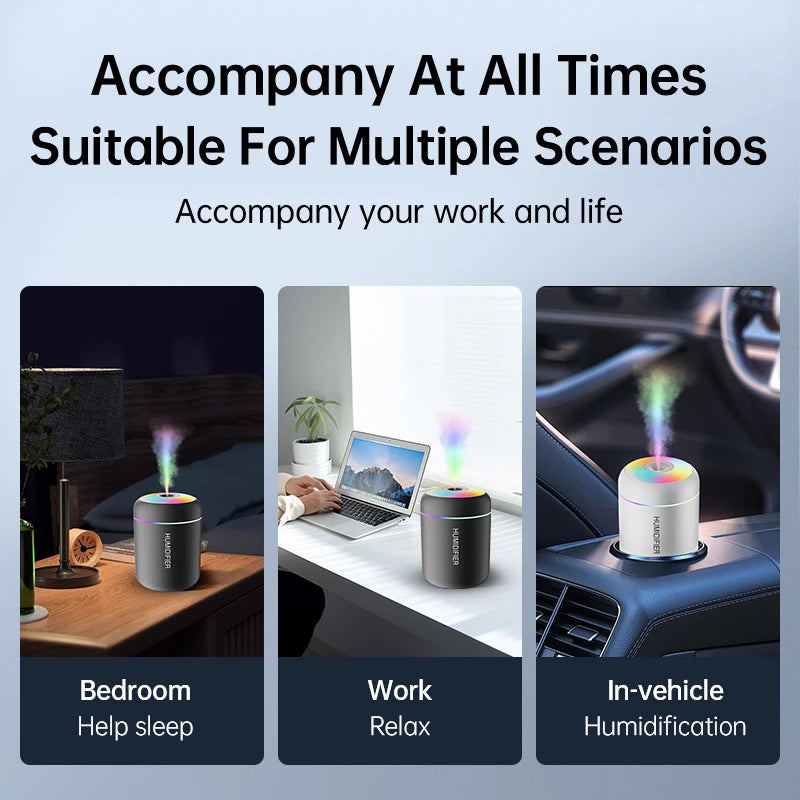 USB Mini Aromatherapy Humidifier with Soft Glow Light