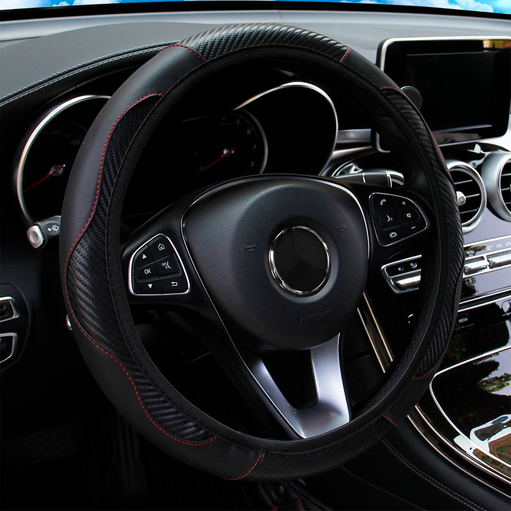 PU Carbon Fiber Steering Wheel Cover