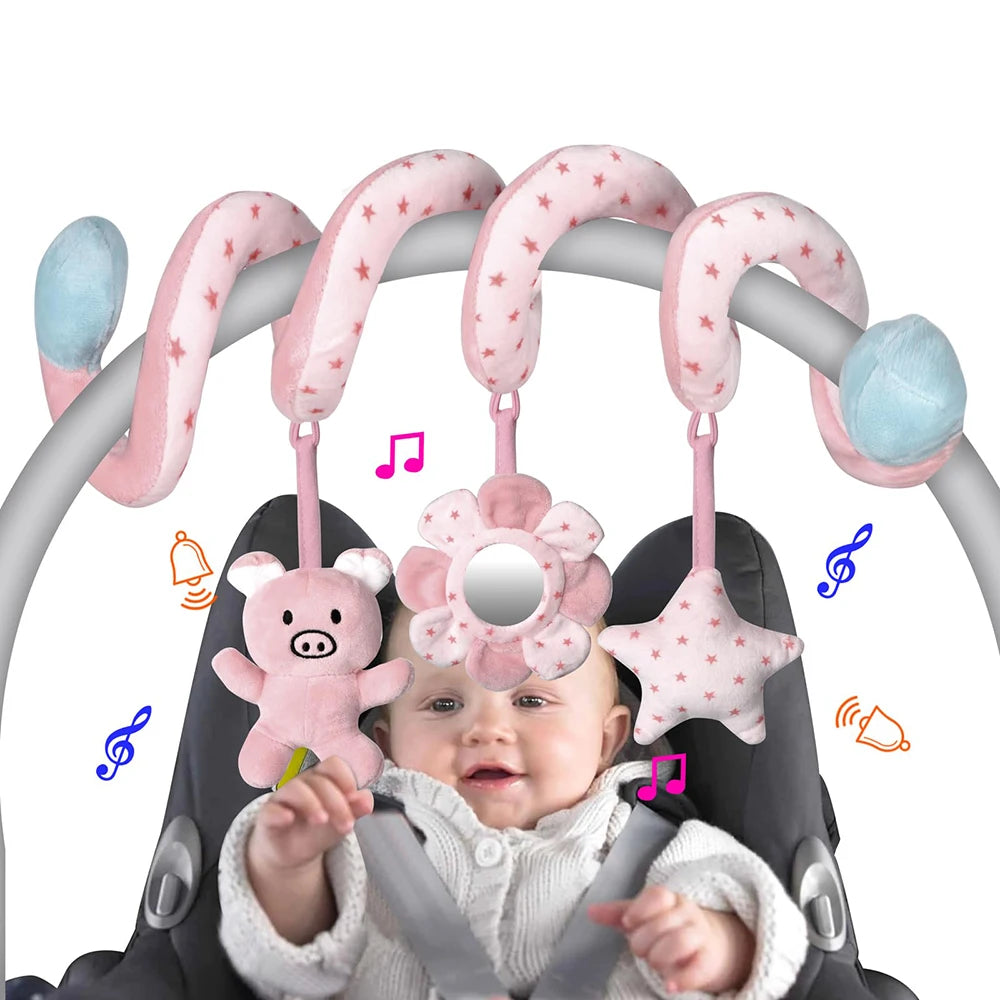 Spiral Baby Activity Toy with Mirror, Rattles, and Squeaker